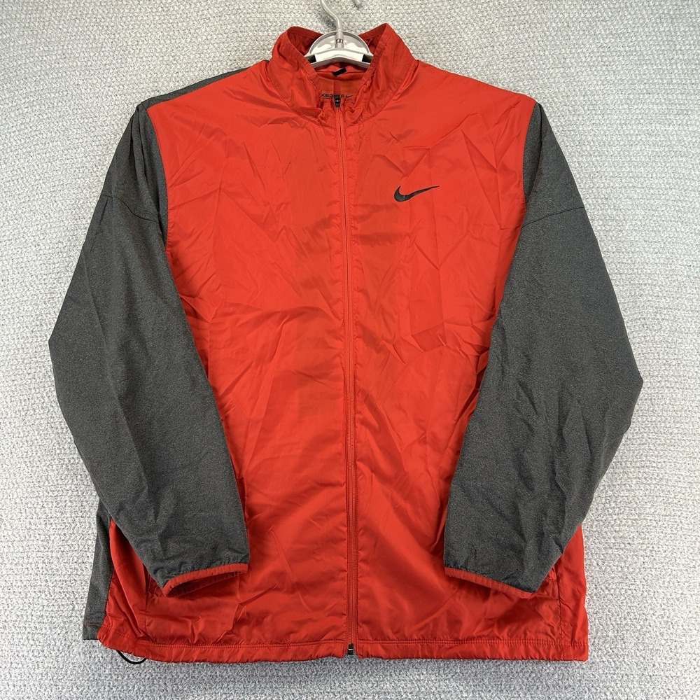 Nike Golf Jacket Mens XL Red Gray Full Zip Lightweight Shield Windbreaker